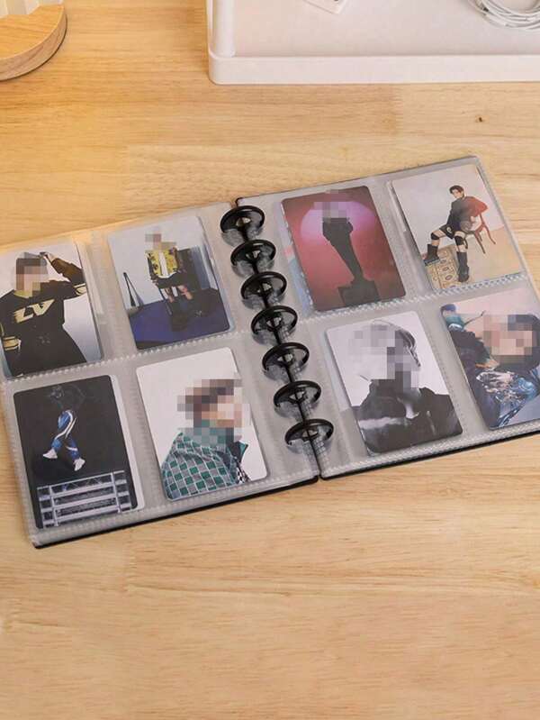 1pc Creative DIY Color Mushroom Buckle Card Album, Transparent Card Album Bag With 20 Inner Pages, 3-Inch Four Grid Small Card Album Storage Bag