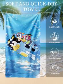 1 Stück blaues Strandtuch, blaues Taucher-Familien-Muster Schwimm-Handtuch, Badetuch, modisches Strandtuch, super saugfähiges Badetuch, geeignet für Badezimmer, Schwimmen, Fitness, Yoga, weiches & bequemes Mikrofaser-Handtuch, leicht & tragbar, winddicht & UV-Schutz, sandresistent, geeignet für Sommerreisen, Urlaub, Badezimmerdekoration, mit oder ohne Aufbewahrungstasche - Verschiedenfarbig - Übersicht 6