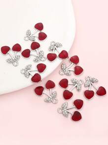 10 Stücke süße niedliche rote Kirsch Emaille Tropfenöl Anhänger mit glänzenden Strass-Einlagen, 6 Stile zierliche Fruchtform Zinklegierung Anhänger für DIY sommerliche, leuchtende Halskette, Armband, Ohrringe, Schlüsselanhänger, Handykette, Taschen Accessoire - Modeschmuck für Mädchen im Alltag, ideales Geschenk für Freunde