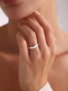 1pc Minimalist Hollow Vegan Ring, Exquisite Jewelry, Gift For Women - Silver - View 9