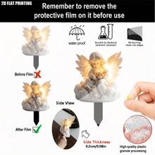 1 PC 2D Flat Acrylic Printing Eternal Light Angel And Olive Branch Acrylic Garden Pile For Peace In Heaven, For Memorial & Cemetery, Festive Outdoor Decoration, For All Seasons.