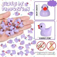 50 piezas Patos de resina en miniatura, Familia de patos en miniatura, Juegos de bromas, Juguetes para microajardinería de acuario, Decoración de casa, Patos en miniatura para DIY en contenedor de vidrio y manualidades escolares (Púrpura) - Multicolor - Ver 7