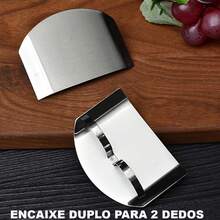 Stainless Steel Finger Protector Double Fit Protection Shield 2 Fingers Slicing Cutting Chopping Vegetables Fruit Meat - 不銹鋼 - 查看 9