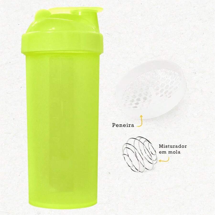 Shaker 700 Ml Whey + Spring + Strainer - Academia Treino - Neon Yellow - View 1