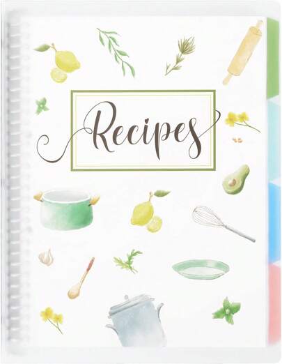 Recipe Book To Write In Your Own Recipes, Large Personal Blank Recipe Notebook, Removable Hardcover Recipe Journal Book Binder With 8 Dividers And 24 Tabs, Hold Up To 240 Recipes