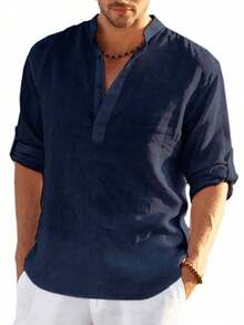 Camisas de hombre, estilo resort - Azul - Ver 1