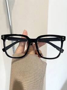 1/3副男女通用方形透明镜片眼镜，适合日常佩戴，校园风大框眼镜可修饰脸型