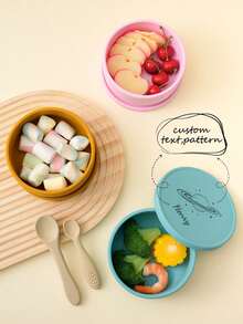 1pc Customized Silicone Baby Bowl, Feeding Training Tableware, Personalized Infant Food Storage - Multicolor - View 1