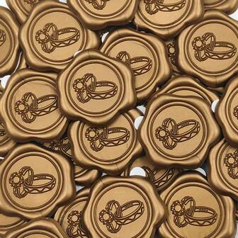 25/50/100 Piezas Anillos de pareja/Corazón/Rosa/Eucalipto Patrón Verdadero Sello de Cera Pegatinas Autoadhesivas Sello para Sobres de Invitaciones de Boda para Decorar Invitaciones de Boda, Regalos