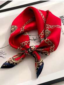 1 Peça Bandana Feminina Estampa de Corrente Retrô Multicolorida, Lenço Versátil, Adequado para Viagem, Festa e Lenço Elegante, Faixa de Cabeça, Lenço Quadrado