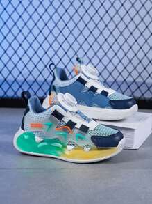 1 Pair Boys' Comfortable Fashion Casual Lightweight Breathable Outdoor Playground Running Sneakers, Suitable For Summer