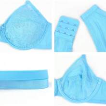 Minimizer Bras Women Full Coverage Underwire Bras Plus Size Lifting Lace Bra Heavy Breast - Pastel Blue - View 5