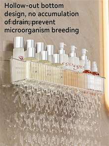 1 Pieza Caja de almacenamiento montada en la pared, diseño sin perforación y con drenaje - Organizador transparente ahorrativo de espacio para cocina/baño | Cajas de almacenamiento, Organizadores de pared, Almacenamiento de baño