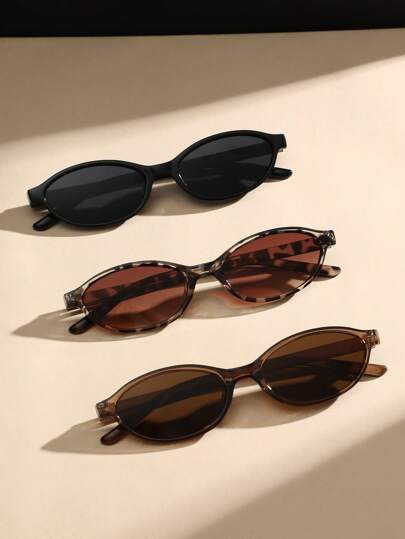 3pcs Geometric Plastic Full Frame Multicolor Leopard Retro Personalized Women Fashion Glasses For Holiday Gift Street Snap Tropical Beach Vacay Going Out Outfit Appointment Outfits Fashion Accessories ,Back To School,Preppy Style,School Look