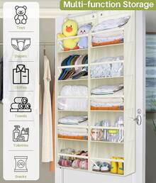 AOODA 2 Pack Over The Door Organizer, Large Capacity Closet Door Hanging Organizer, Clear Deep Pockets Organizer Storage For Nursery, Bathroom, Bedroom, Pantry, Diapers (Grey) - Beige - View 7