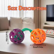 宠物玩具狗空心球铃铛玩具 TPR 塑料橡胶互动零食清洁牙齿磨牙狗玩具，适用于中小型犬 - 彩色 - 查看 10