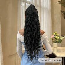 66 Cm Claw Ponytail Extension - Long, Water Wave Style, Heat Resistant Synthetic Hairpiece For Women, Ideal For Parties And Daily Wear, Black, Brown, Blonde, Heat Resistant Fiber - Multicolor - View 5