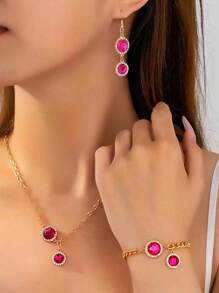 4 pièces Set de bijoux pour femmes en alliage de cuivre et de zinc avec glaçure goutte à goutte, (serti de strass blancs, faux diamant acrylique ou ciel étoilé en résine), exquis, à la mode, personnalisé, multicolore, convient pour un port quotidien, le trajet, les vacances, les fêtes et autres occasions