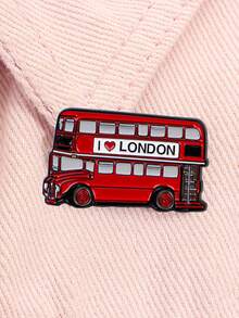 1PC Bus Pattern Enamel Pin Cartoon Brooch Pines Lapel Pins Badge On Backpack Clothing Accessories Fashion Jewelry Friends Gifts - Red - View 12