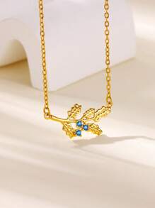 1PC Gold Birth Flower Necklace For Women 12 Month Birthstone Bouquet Pendant Floral Necklace, Daily Wear Jewelry For Valentine's Day Wedding Birthday Gift