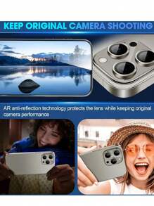 Lot de 3 protections d'objectif d'appareil photo Eagle Eye (gris) pour iPhone 16 Pro Max/16 Pro/16/16E/15 Pro Max/15 Pro – Revêtement anti-rayures, dureté 9H et anti-traces de doigts pour la photographie de voyage/extérieur (clarté HD + design compatible avec les coques avec autocollants anti-poussière)