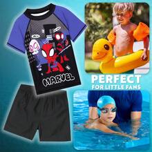 Marvel Spiderman Swimsuit Set 2 Piece Swimming Costume Shorts Rash Vest Pool Beach Holiday Essentials - Multicolor - View 2