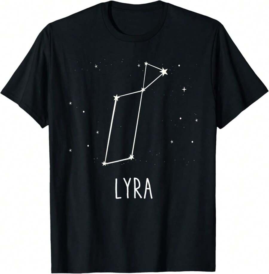 Lyra Constellation Astronomy Stargazing Space Gift T-Shirt Gift For Knitters Christmas Gift For Coworkers,Funny Graphic T Shirts,100 Percent Cotton T Shirt,Oversize,S-XXXL - Black - View 1