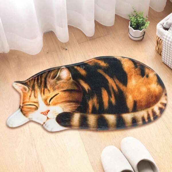 Alfombra/felpudo antideslizante de 3D con diseño de gato para baño, dormitorio, sala de estar, entrada, que absorbe el agua. Decoración para el hogar, baño, decoración para el Día de la Madre, alfombra de puerta de verano, accesorios de baño, vuelta al colegio.