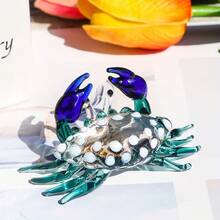 1pc Handmade Glass Cute Crab Figurine Decor, Home Decor, Fish Tank Decoration, Desk Miniature Ornament, Creative Decoration - Multicolor - View 7