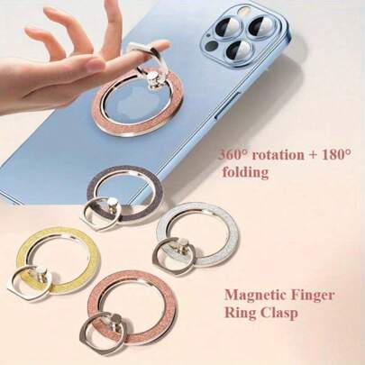 Magnetic Phone Ring Stand Holder, Glowing Magnetic Grip Handle, Compatible With IPhone 16 15 14 13 12 Pro Max, Pro, Plus, Mini, MagSafe Accessories, Adjustable Stand, Rotatable & Foldable, Metal Ring, Magnetic Ring Buckle Holder, Convenient For Watching, Desk Work, Photography Compatible With IPhone, Android Phone, Gift For Birthday, Family, Friends Finger Ring Holder, Phone Grip, Phone Accessories
