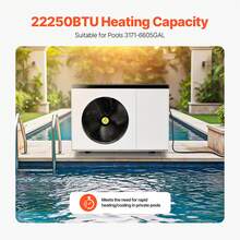 Electric Pool Heat Pump, 22250 BTU, Pool Heaters For 3171-6605GAL Above And In Ground Pools, Low Noise, Heating And Cooling Highly Efficient & Energy-Saving Pool Water Heater AC120V 60Hz - US A Type Plug(110-127V) - View 2
