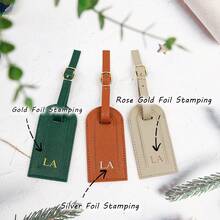 1pc Personalized Customization, First Letter Case Or Name Design, PU Leather, Simple Texture, High-End, Versatile, Women's Handbag, Suitcase, Tag, Pendant, Universal Suitcase, Luggage, Anti-Loss Tag, Birthday Gift, Christmas And Valentine's Day Gift, Girl And Boy Keychain, Pendant, DIY Craft Accessories - Multicolor - View 4