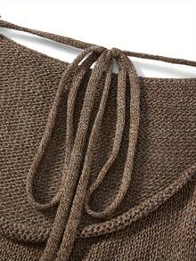 Women Y2k 90s 00s Egirls Streetwear Photography Club Tie Back Sweaters Long Sleeve Boat Neck Solid Color Knit Pullover Casual Tops  Tees Shirt Tshirt Shirt Blouse Spring Fall Coquette Clothing Y2k Clothes Grunge Clothes - 深棕色 - 查看 7