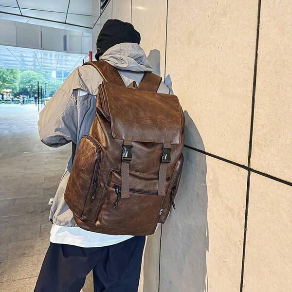 Men's Vintage Multi-Functional Backpack, Outdoor Travel Daypack, Utility Rucksack