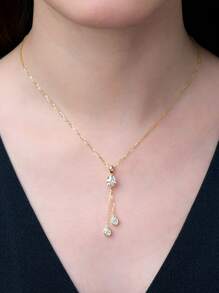 XUJIA 1 pièce Collier pendentif en argent sterling 925 avec Moissanite couronne de 1,6 carats pour femmes, pendentif à franges avec Moissanite rond de 6,5 mm et 4 mm, cadeau de bijoux pour elle, livré avec 1 pièce de certificat GRA Moissanite de 6,5 mm