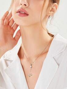 XUJIA 1 pièce Collier pendentif à gland en moissanite 1,6 carat pour femme en argent sterling 925, avec moissanite ronde de 6,5 mm et 4 mm. Bijoux cadeaux pour elle, livré avec 1 pièce de certificat GRA de moissanite de 6,5 mm