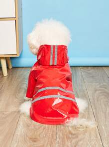 1 pieza Impermeable de poliéster para mascotas con rayas reflectantes, diseño de botón a presión ligero y conveniente, adecuado para razas de perros pequeños como el Caniche y el Teddy en todas las estaciones