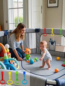 婴儿拉起环 婴儿床站立辅助环 婴儿床健身环 运动技能开发 婴儿床拉环 幼儿行走训练工具 适合6-18个月宝宝