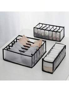 1pc/3pcs Black Multi-Functional Home Underwear Storage Bag, Mesh Storage Bag, Foldable Mesh Storage Bag, Dormitory Socks Bra Underwear Classification Storage Bag - Black - View 3