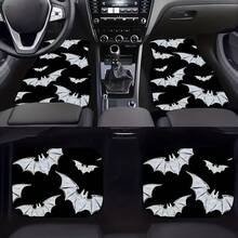 Apto para todos los modelos de automóviles, Juego de 4 piezas de alfombra de automóvil con diseño de murciélago, alfombra de vehículo para todas las estaciones con base antideslizante, accesorios de interior de automóvil fáciles de limpiar - Cuatro conjuntos de patrones de murciélagos - Ver 5