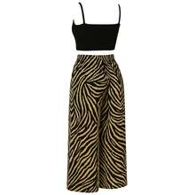 Conjunto Pantalón Pata De Elefante Y Blusa Selva Urbana Dama  Estampado de Cebra    Bohemio  Elegante  Sexy  Casual    Tela    Pliegos  Corte Alto    Conjunto 2 Piezas Pantalon Blusa Tipo Crop Top Animal Print  Playa  Noche de fiesta  Casa  Jardín  Sesión de fotos  Calle    Primavera, Verano, Otoño - Camel - Ver 9