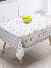 1 Stück 130*220cm, "Hey Baby Boho Babe" Duschthema Tischdecke, "Oh Baby" Text braun Blumen Umrandung Dekorationsmuster Gender Enthüllungsparty Einweg-Tischdecke, Babymoon Party Deko Tischdecke, Willkommen Baby Party Deko, Gender Enthüllungsparty Zubehör, Baby Dusche Geschenk, Babe Dusche Deko, Gender Enthüllungsparty Deko, Küchendekoration, Gender Enthüllungsparty Gastgeschenk