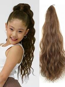 1 件装马尾辫接发片合成爪夹假发卷发波浪马尾接发片长马尾假发片儿童适用