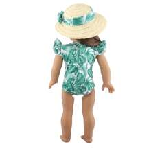 1 pieza Ropa para muñeca americana de 18", Traje de baño para muñeca con diseños lindos y coloridos de hojas, teñido anudado, y estampado leopardo, con diseño de manga acampanada, excelente regalo de cumpleaños/festividad para niñas y niños pequeños