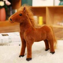 Juguetes de peluche realistas y lindos de caballos blancos pequeños, que incluyen caballos pequeños, caballos marrones, caballos negros, caballos blancos y caballos amarillos, muñecas, animales de peluche grandes, caballos lindos y creativos, muñecos de abrazo de la vida real, juguetes para niños, regalos de cumpleaños y diversos regalos festivos, decoraciones de sofá y decoraciones de habitación, peluches.