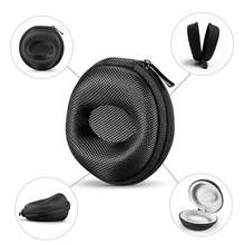 手表盒两件套，带登山扣，圆形便携式单表旅行盒，带拉链和衬垫的 EVA 手表盒，用于存放手表和智能手表，黑色尼龙椭圆形手表收纳盒，天鹅绒内饰，便携式旅行表盒，EVA 抗压保护袋，防摔、防震、防刮，适用于智能和机械手表 - 均碼 - 查看 10