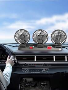 360° Adjustable 3 Head Air Fan, Portable Automotive Electric Fan, USB-Powered, Car Silent Fan For Home Desk Office&Car, Car Accessories - A - View 3