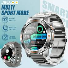 JELLOO Montres connectées pour hommes (répondre/passer des appels), montre connectée robuste pour l'extérieur 450 mAh, tracker de fitness avec surveillance du sommeil, montre connectée tactique et étanche pour le sport, compatible avec les téléphones Android et iOS