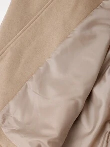 女士羊毛混纺大衣，配人造毛皮领、袖口和腰带 - 时尚长款外套，适合寒冷天气 - 駝色 - 查看 10