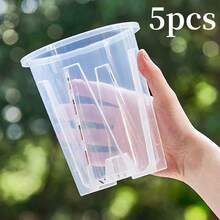 5 Stücke runde transparente Kunststoff Pflanzentöpfe mit Ablauflöchern - Größen 10/12/14/16cm, atmungsaktives Design perfekt für Orchideen, Sukkulenten. Geeignet für Innen- und Außenbereich - transparentes Material ermöglicht einfache Wurzelkontrolle Heimdekoration Vase Raumdekoration Blumenvase Glasvase - Verschiedenfarbig - Übersicht 4